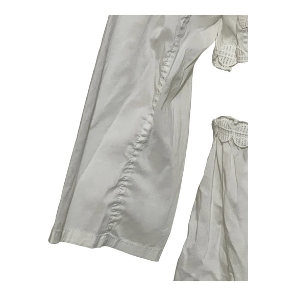 Studio M White Cotton 3/4 sleeve summer white with lace blouse size Medium - Picture 3 of 5